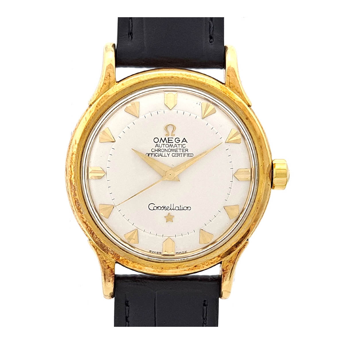 Omega Yellow Gold Leather Automatic Watch 2652SC