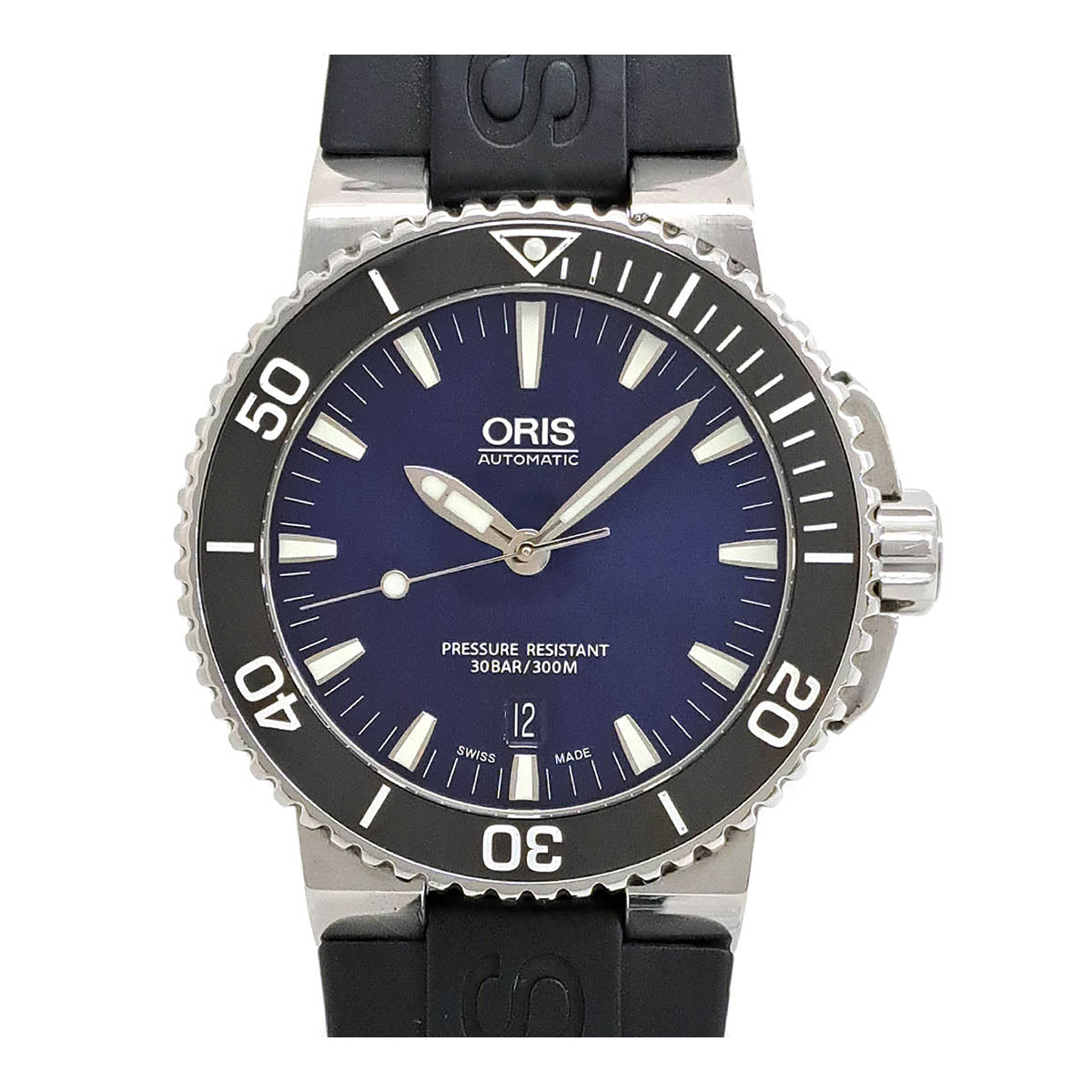 Oris Automatic Watch Stainless Steel Rubber Navy Dial