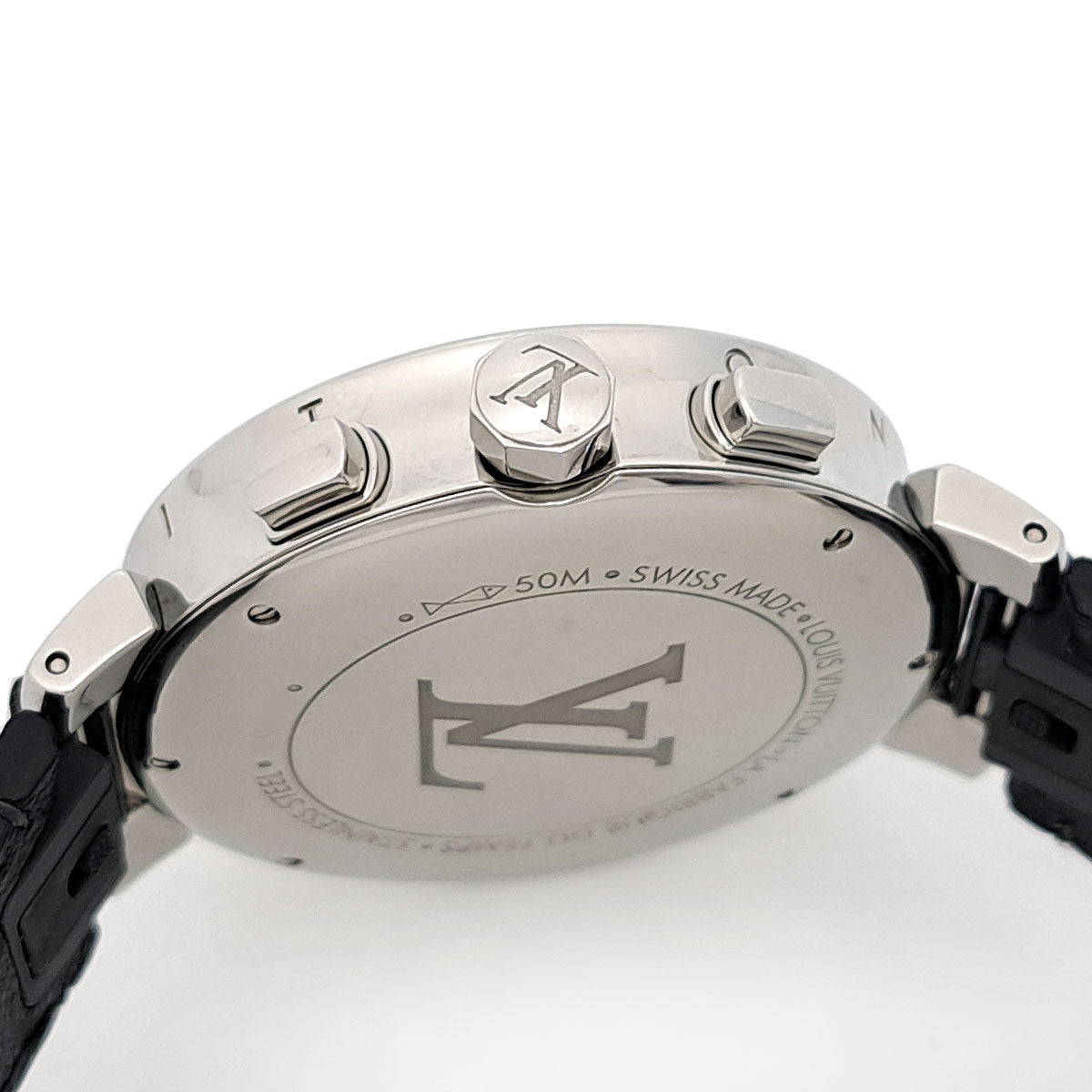 Louis Vuitton Stainless Steel Leather Quartz Watch Q8D11