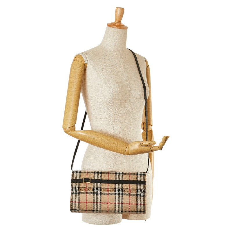 Burberry Nova Check Canvas Leather Shoulder Bag