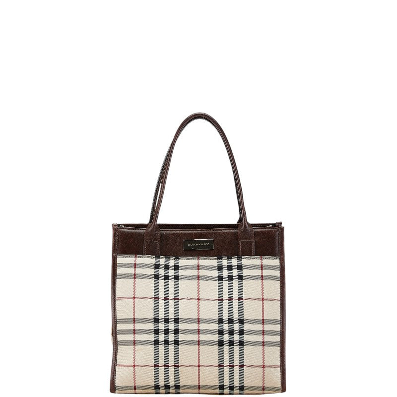 Burberry Nova Check Canvas Leather Handbag