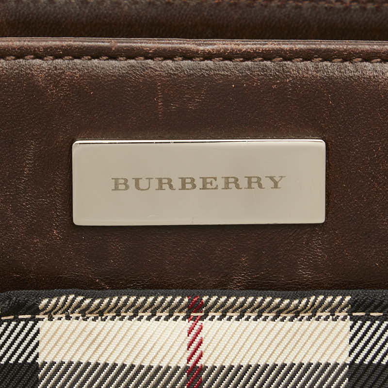 Burberry Nova Check Canvas Leather Handbag