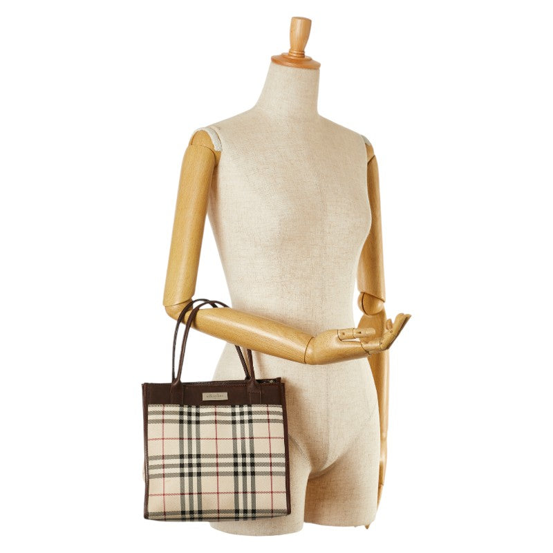 Burberry Nova Check Canvas Leather Handbag