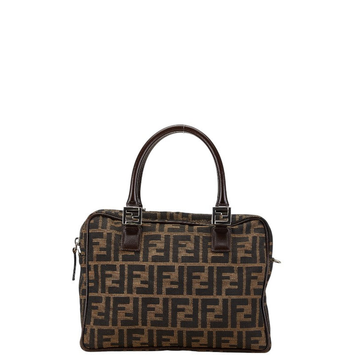 Fendi Zucca Canvas Leather Handbag Brown