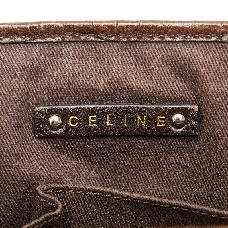 Celine Triomphe Croc-embossed Boogie Bag Brown