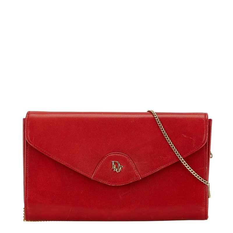 Dior Red Leather Chain Shoulder Bag