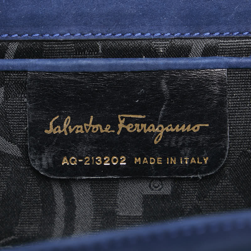 Salvatore Ferragamo Nubuck Vara Ribbon Chain Shoulder Bag