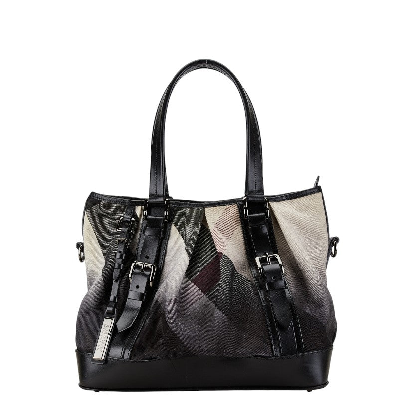 Burberry Check Canvas Leather Shoulder Tote