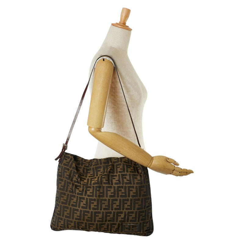 Fendi Zucca Canvas Leather Shoulder Bag