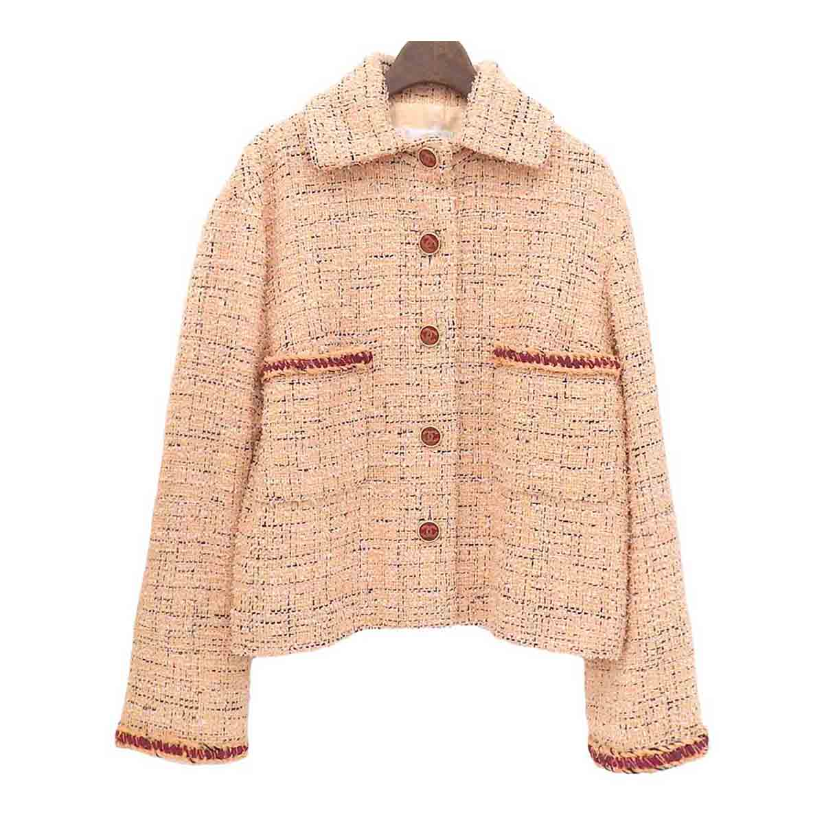 Chanel Tweed Jacket Salmon Pink Red