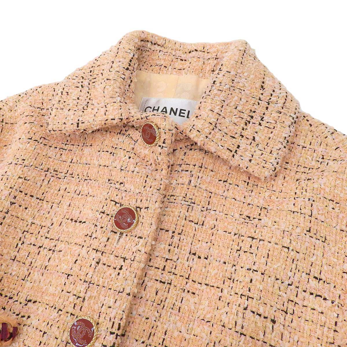 Chanel Tweed Jacket Salmon Pink Red