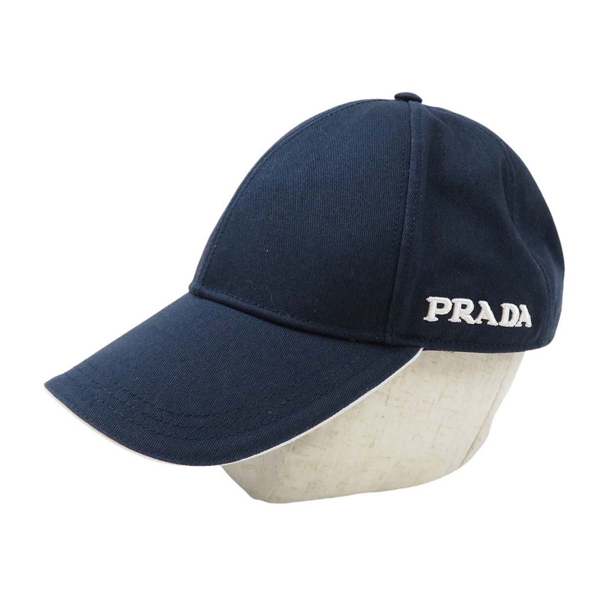 Prada Navy Cotton Logo Embroidery Cap