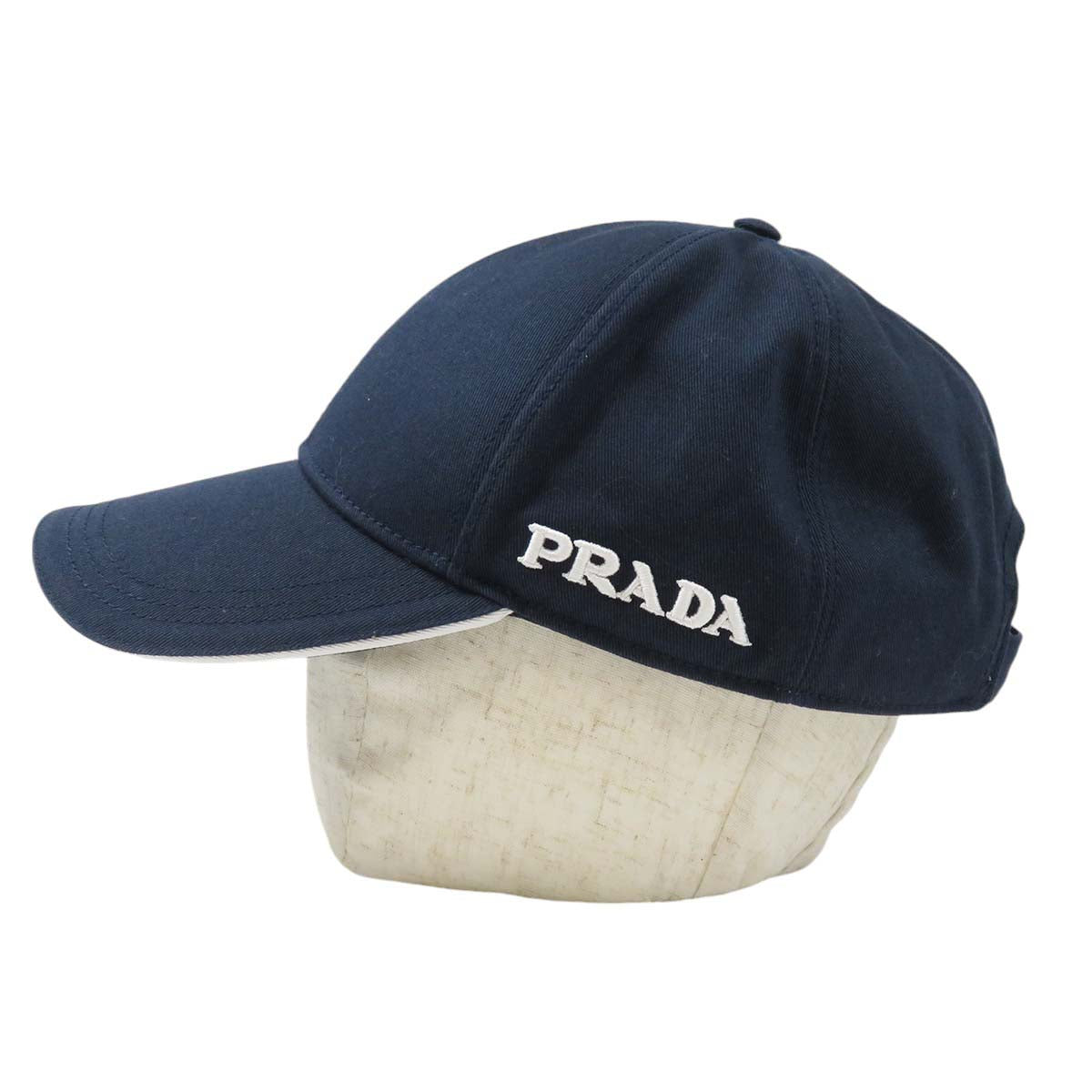 Prada Navy Cotton Logo Embroidery Cap