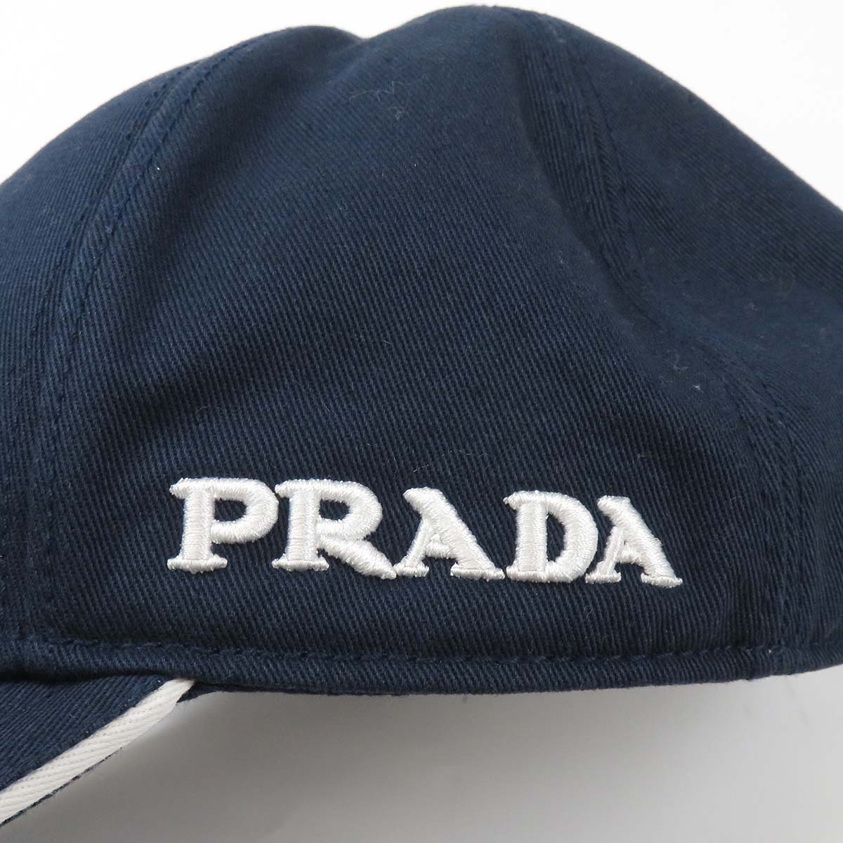 Prada Navy Cotton Logo Embroidery Cap