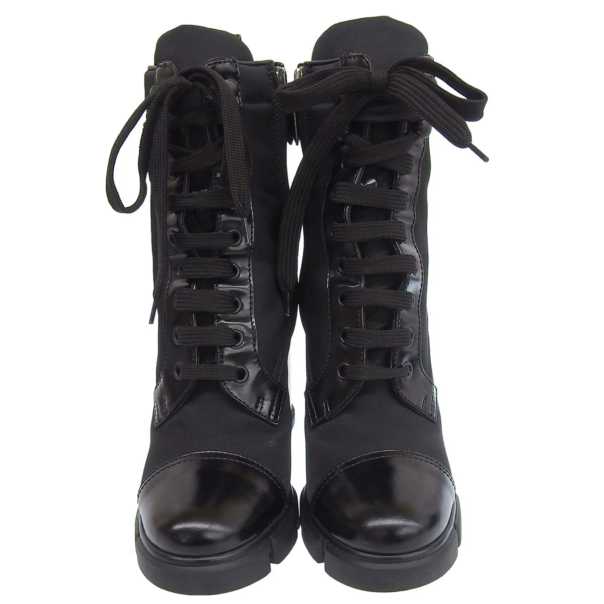 Prada Re-Nylon Leather Ankle Boots