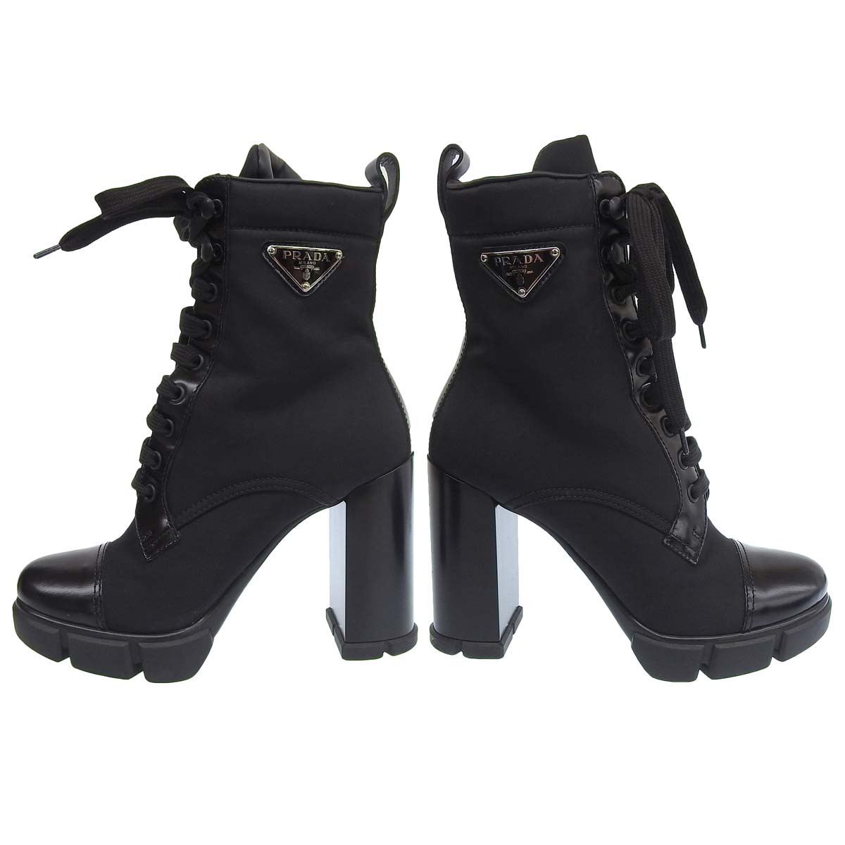 Prada Re-Nylon Leather Ankle Boots