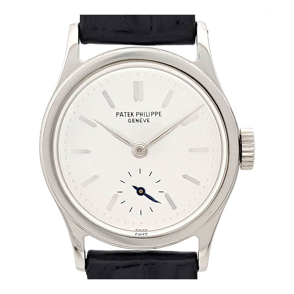 Patek Philippe Stainless Steel Leather Manual Watch