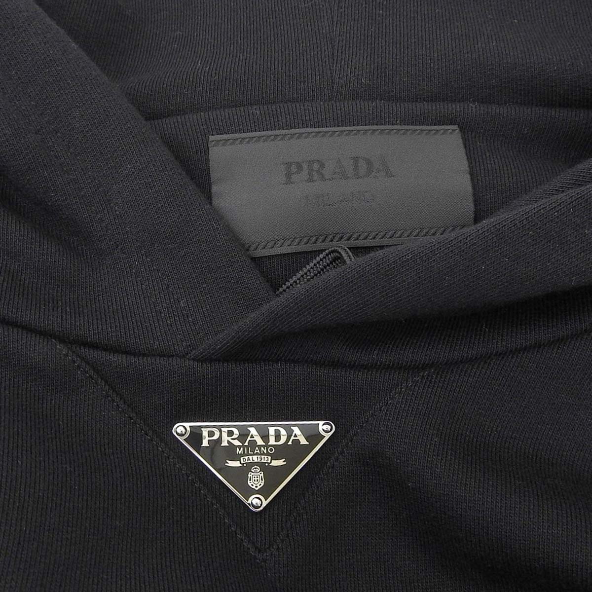 Prada Nylon Cotton Hoodie Sweatshirt Black