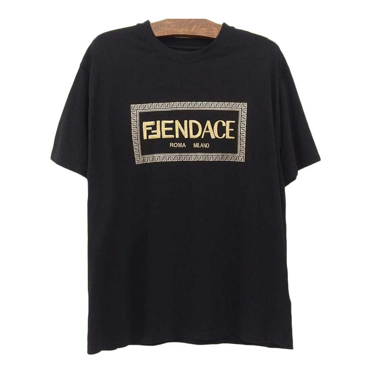 Fendi Logo Embroidery T-Shirt Black Gold