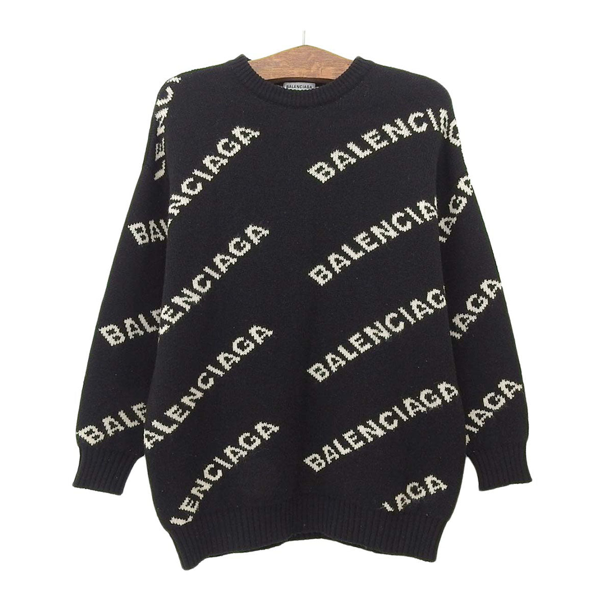 Balenciaga Wool Blend Logo Long Sleeve Knit