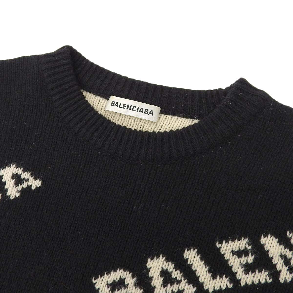 Balenciaga Wool Blend Logo Long Sleeve Knit