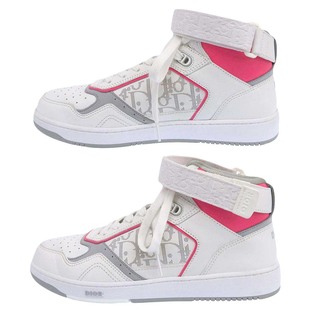 Dior Oblique High-Top Sneakers White Pink