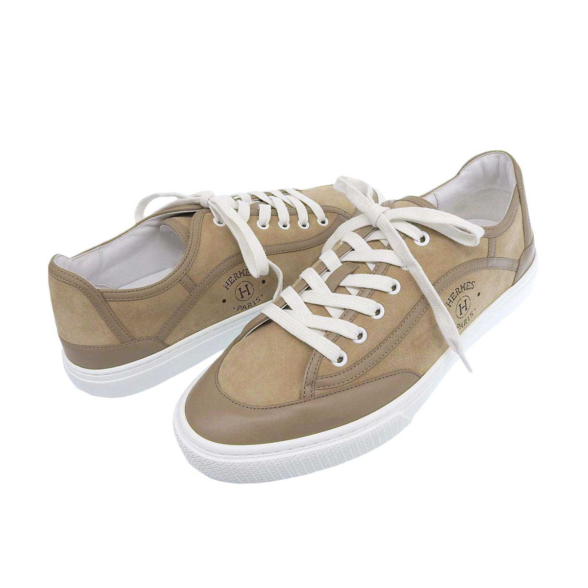 Hermes Suede Leather Sneakers Beige