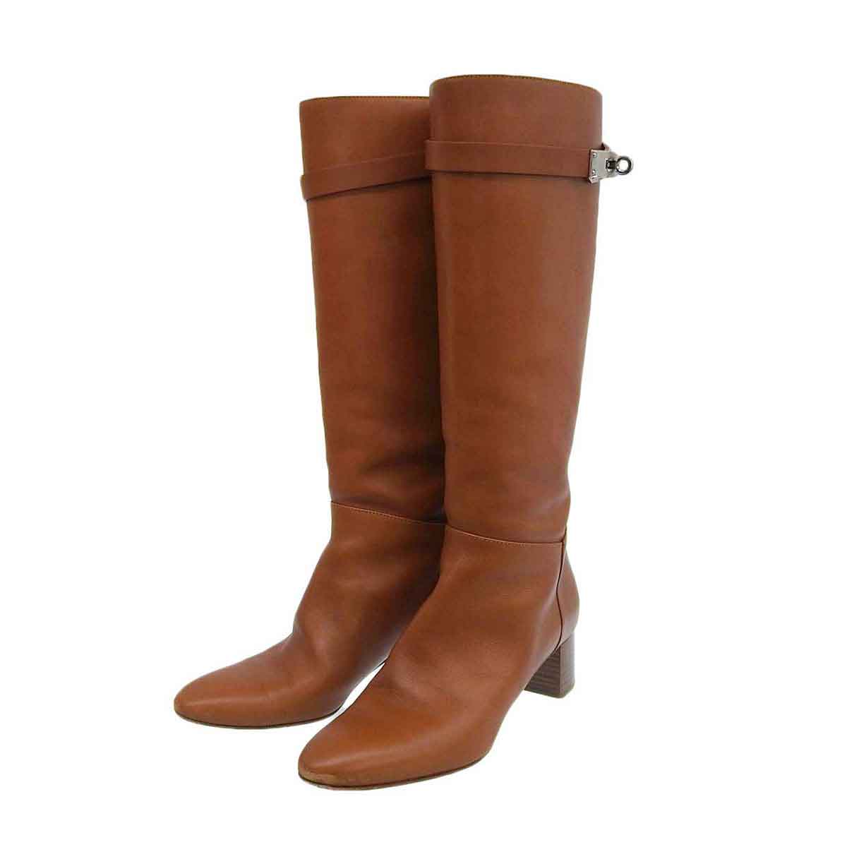 Hermes Leather Long Boots Brown