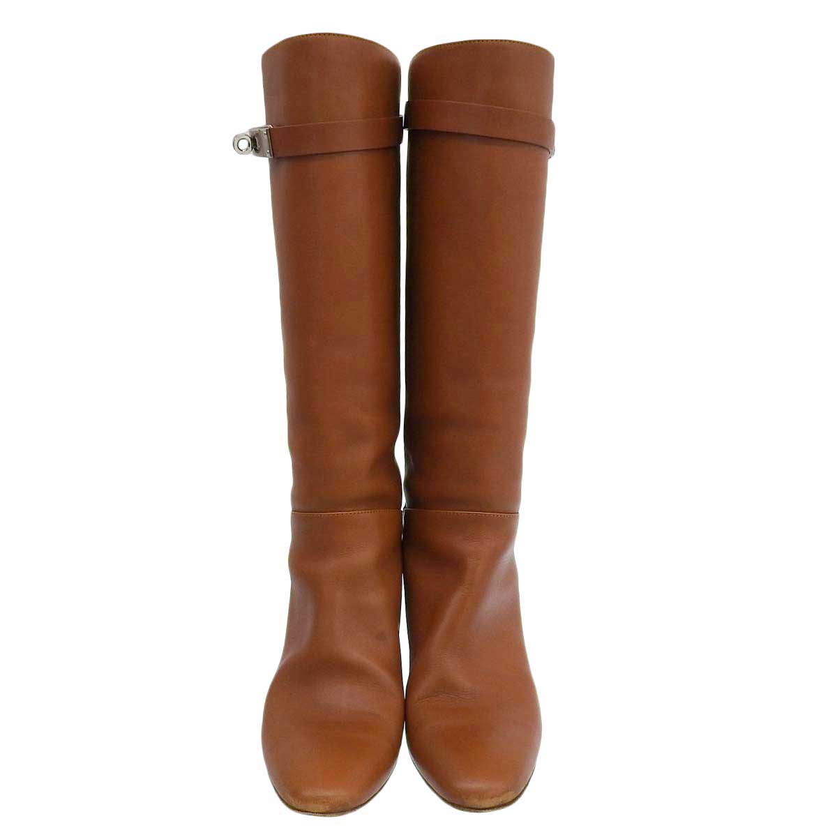 Hermes Leather Long Boots Brown