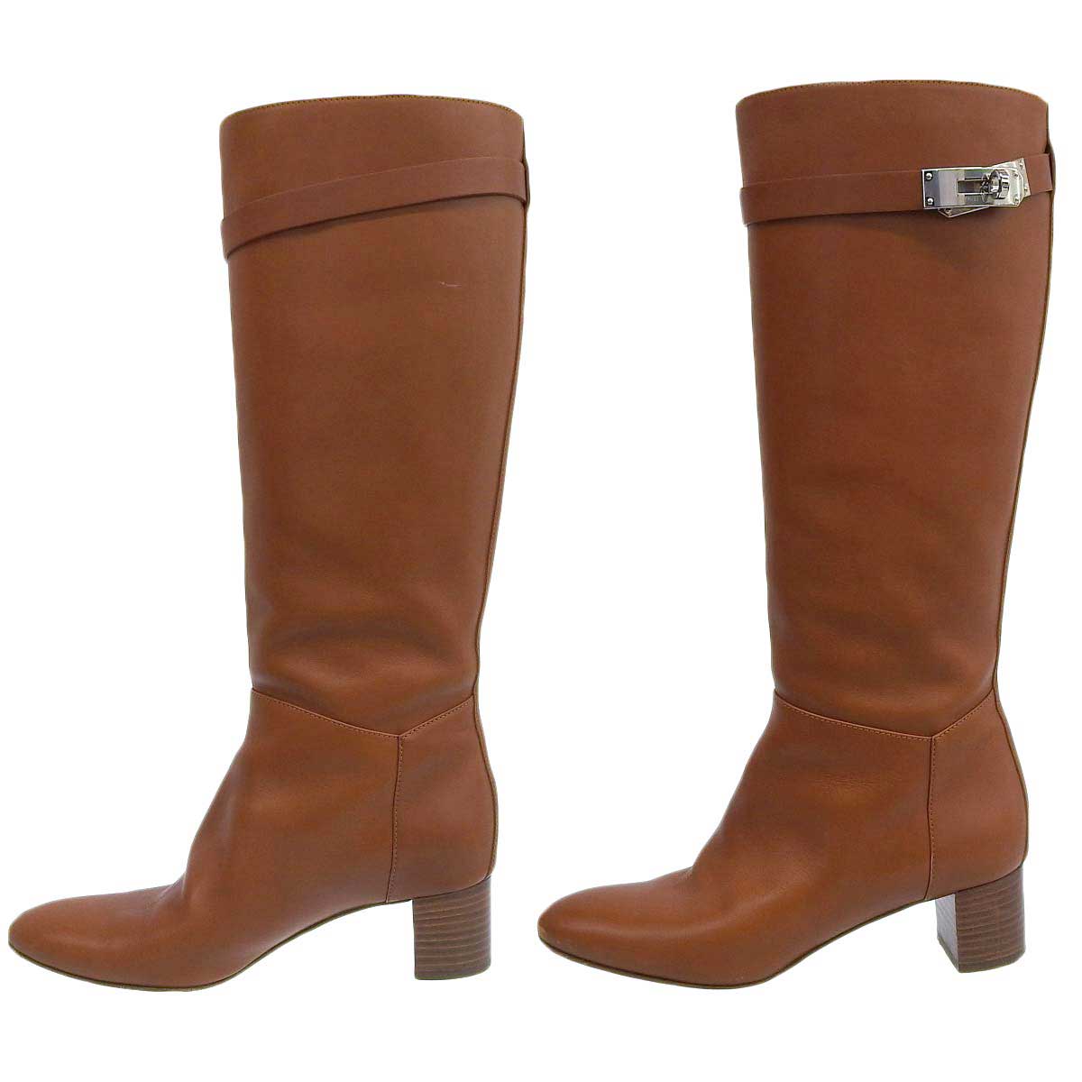 Hermes Leather Long Boots Brown