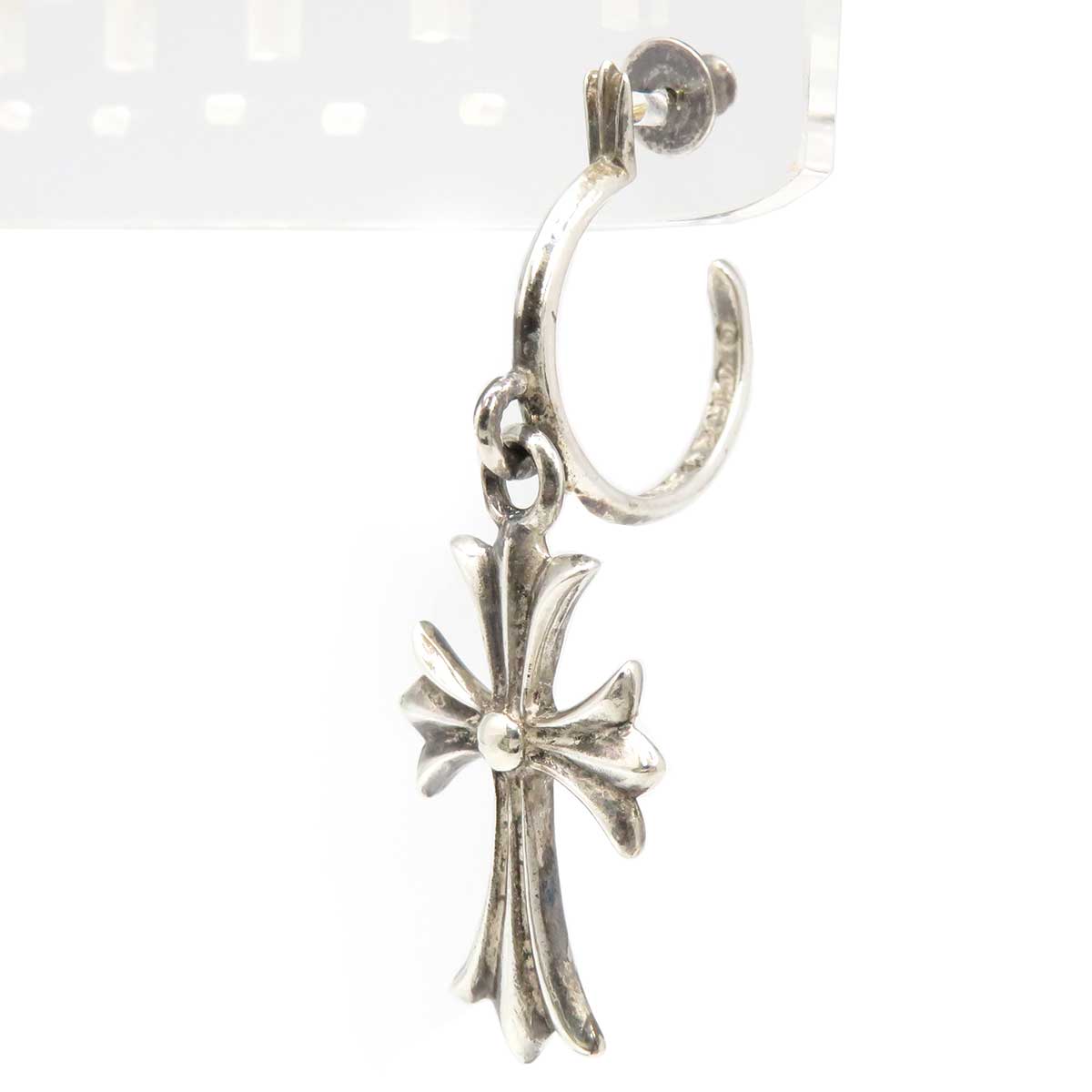 Chrome Hearts SV925 14K Tiny Cross Hoop Earrings