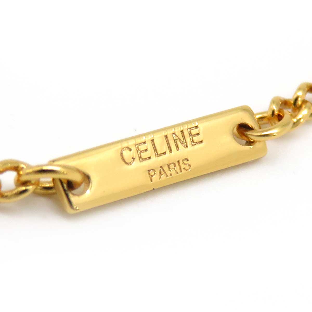 Celine Metal Triomphe Rhinestone Necklace