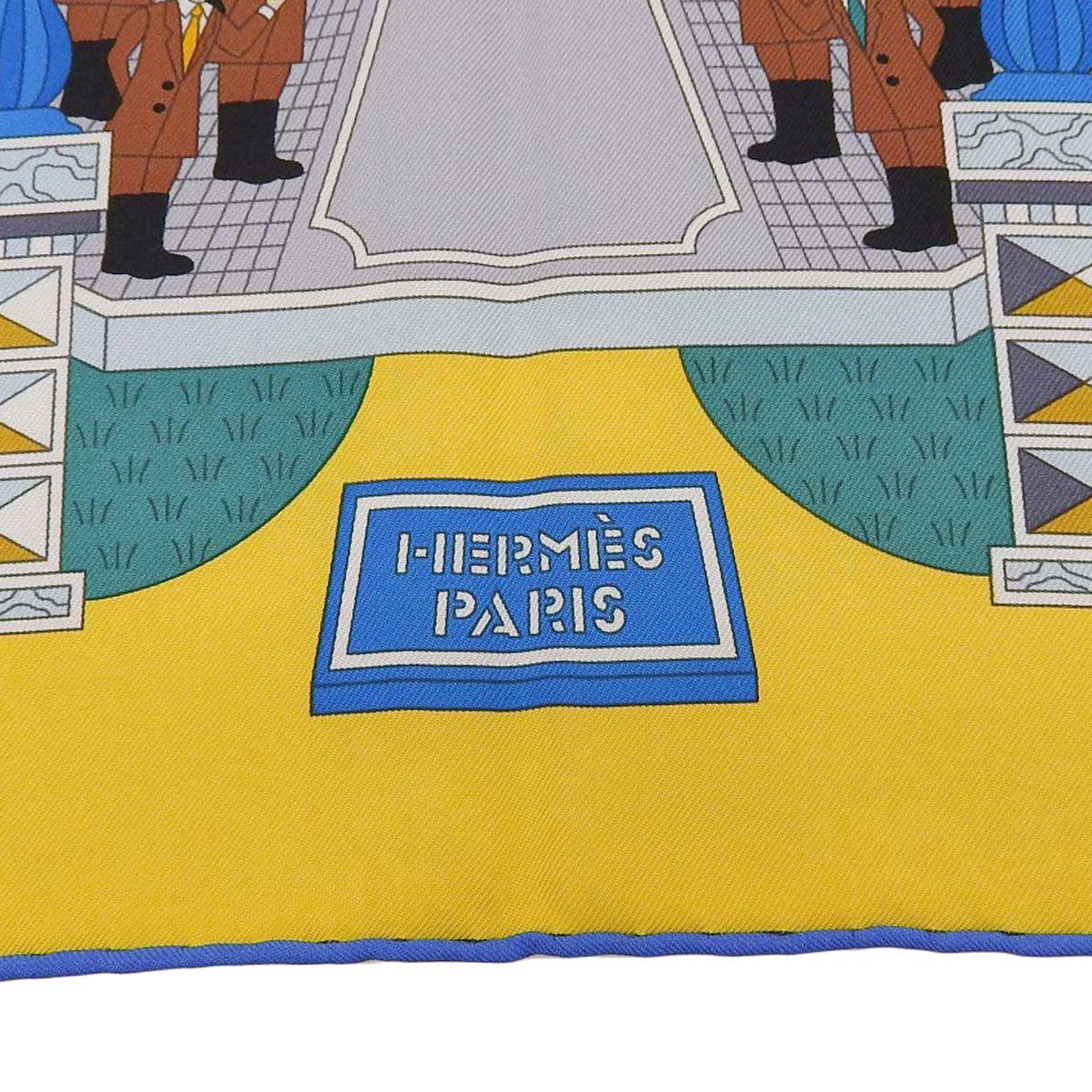 Hermes Silk Scarf Yellow Blue Multicolor