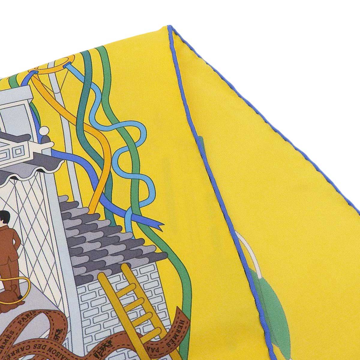 Hermes Silk Scarf Yellow Blue Multicolor