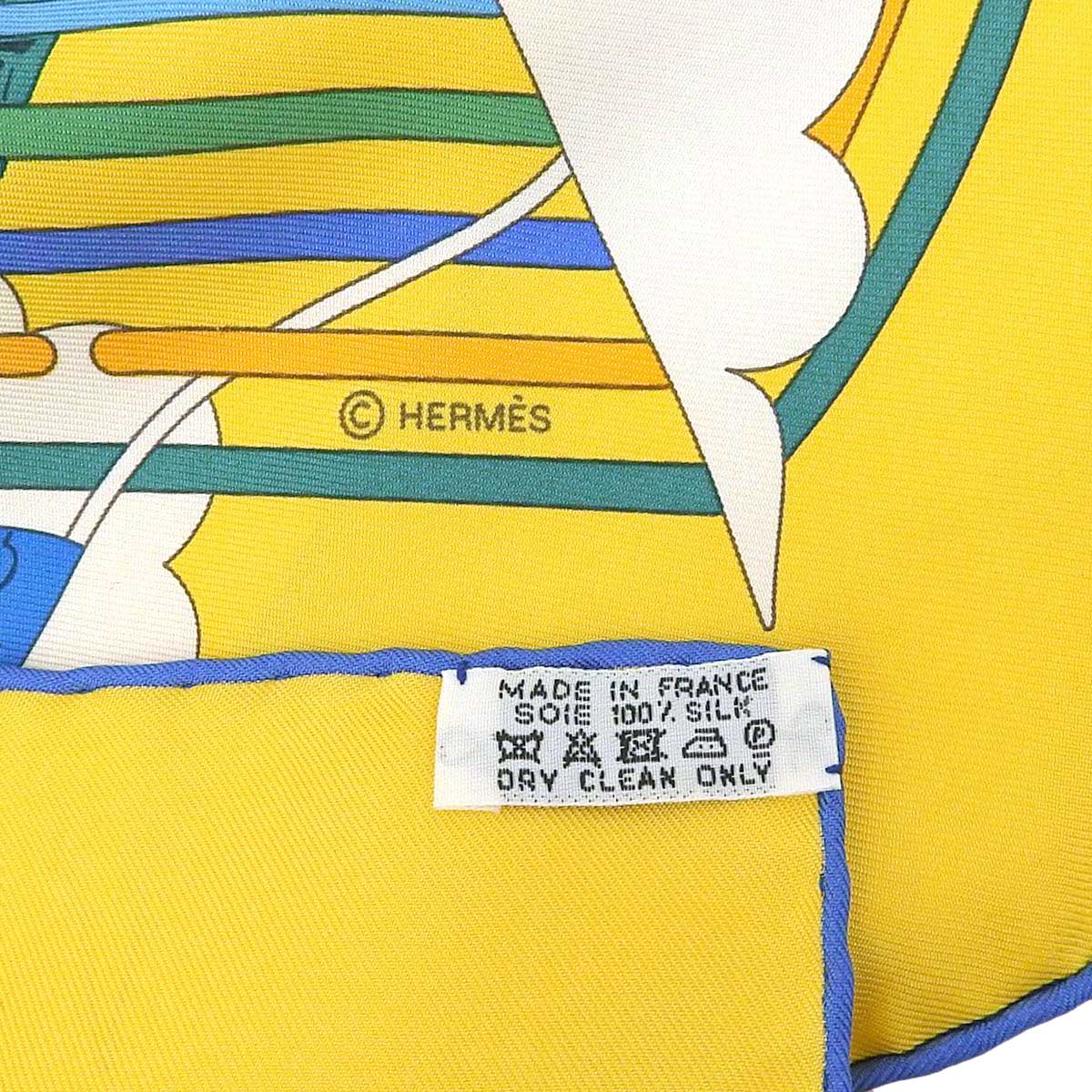 Hermes Silk Scarf Yellow Blue Multicolor