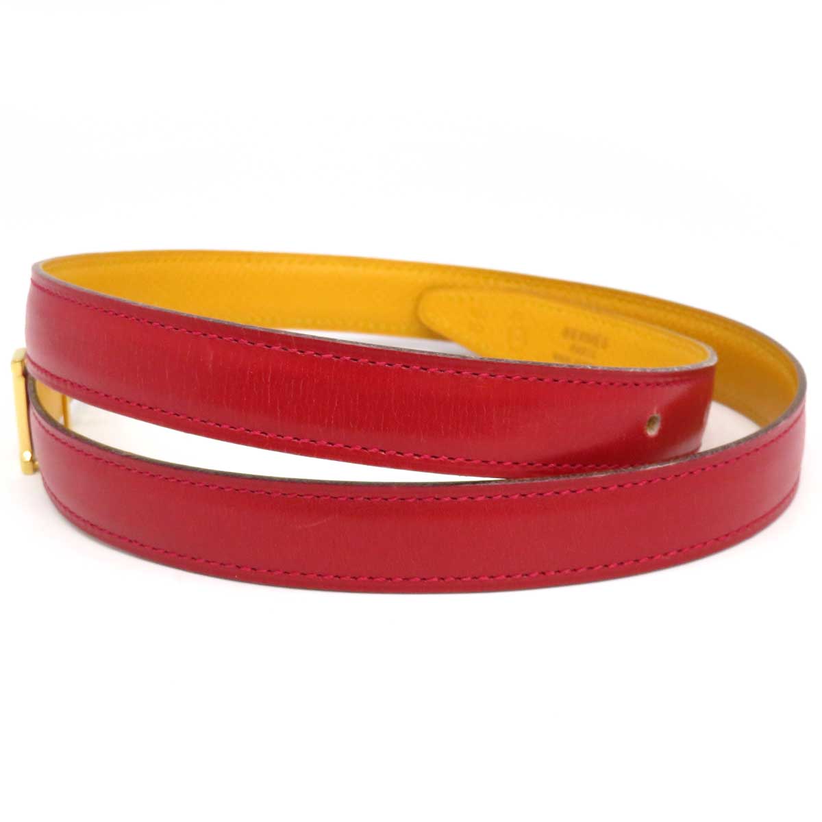 Hermes Reversible Leather Belt Red Yellow