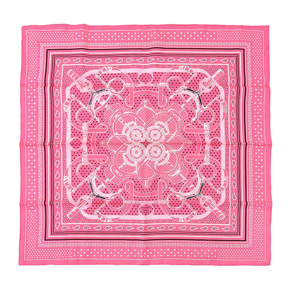 Hermes Silk Scarf Pink Bandana Pattern