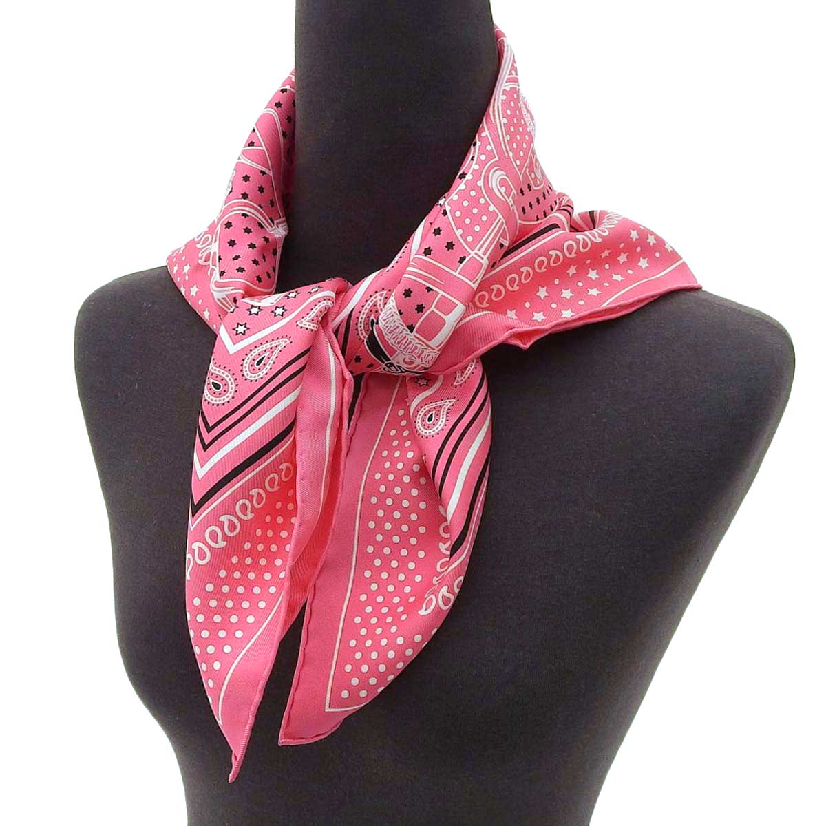 Hermes Silk Scarf Pink Bandana Pattern