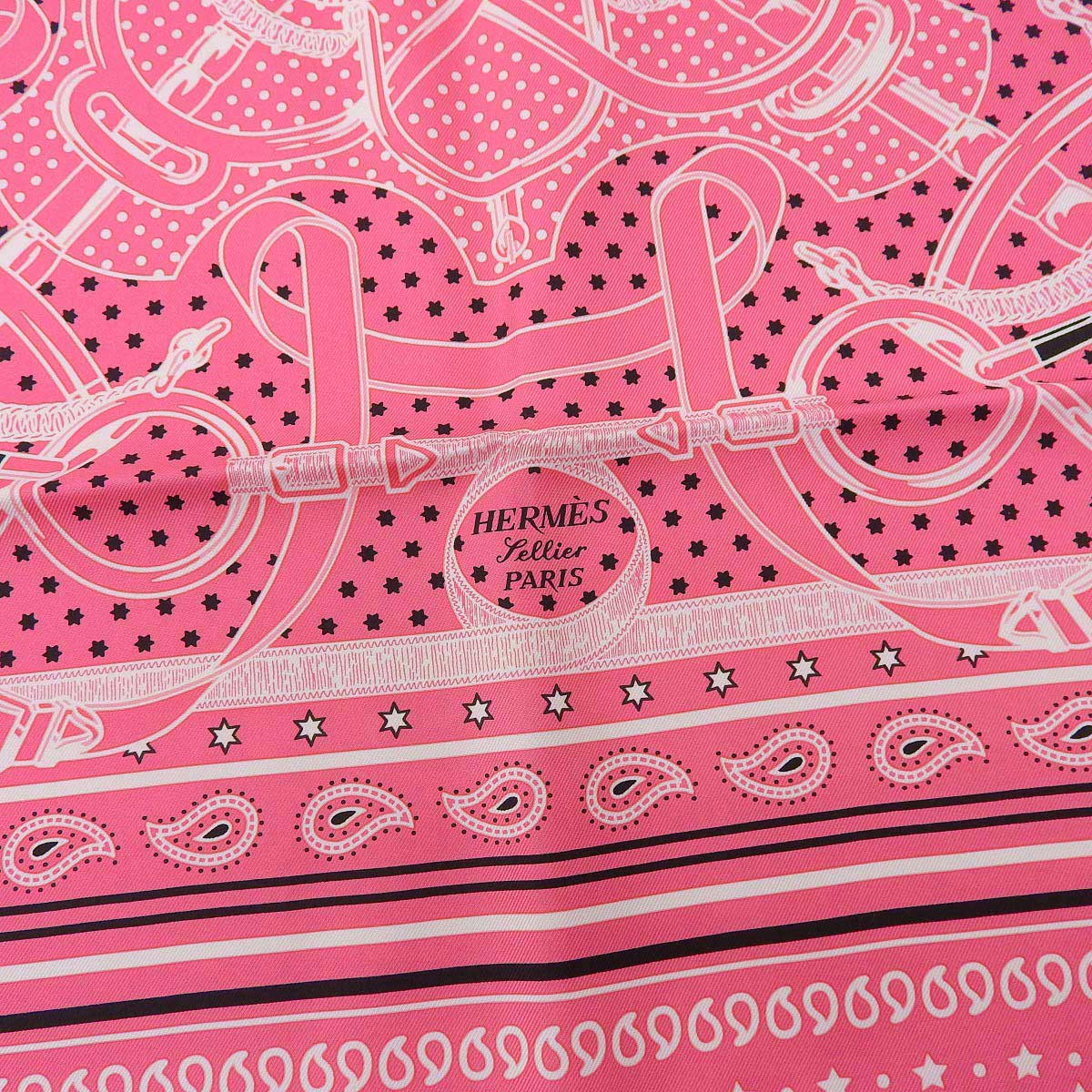 Hermes Silk Scarf Pink Bandana Pattern