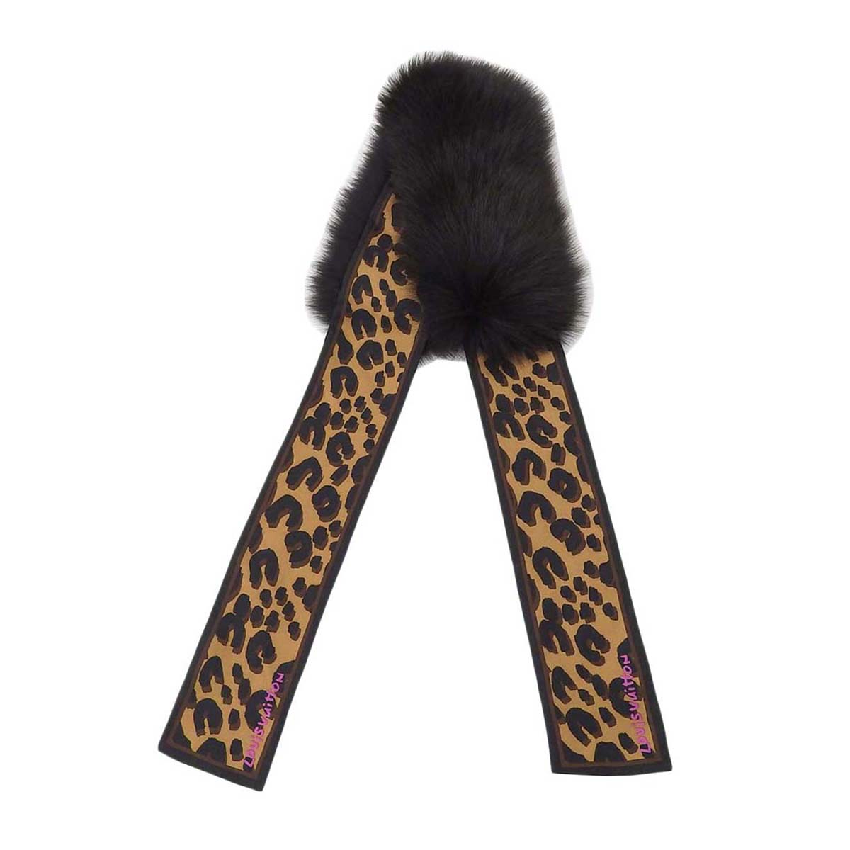 Louis Vuitton Leopard Silk Fox Fur Scarf M74788