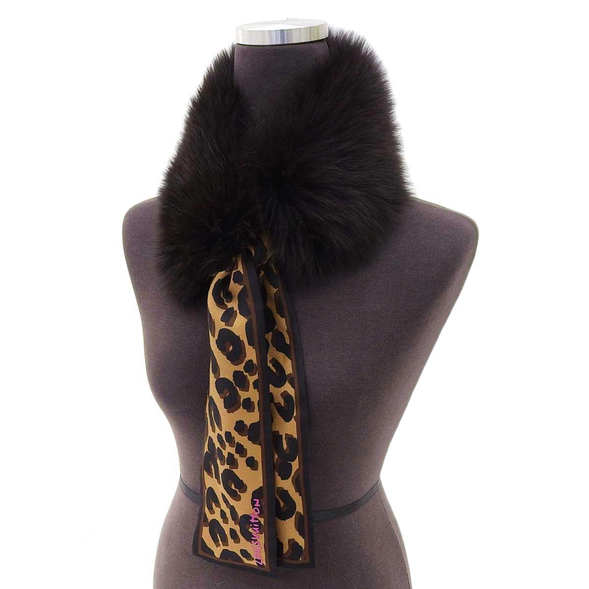 Louis Vuitton Leopard Silk Fox Fur Scarf M74788