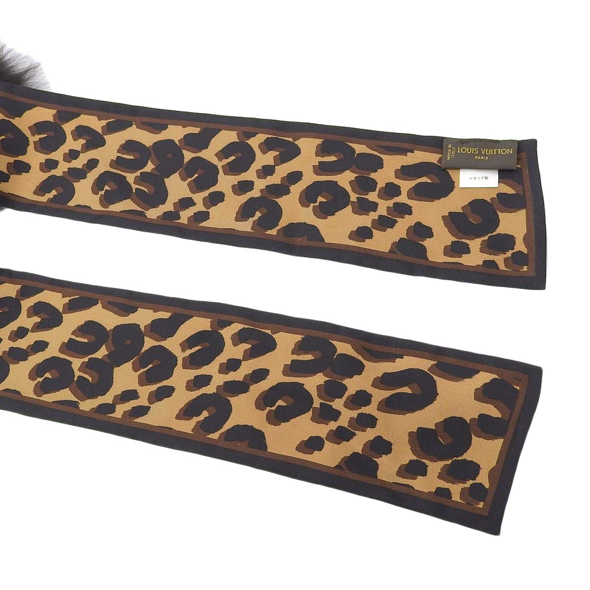 Louis Vuitton Leopard Silk Fox Fur Scarf M74788