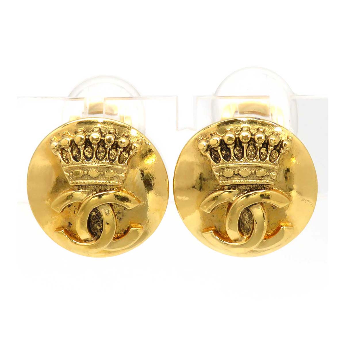 Chanel Vintage Crown Motif Earrings