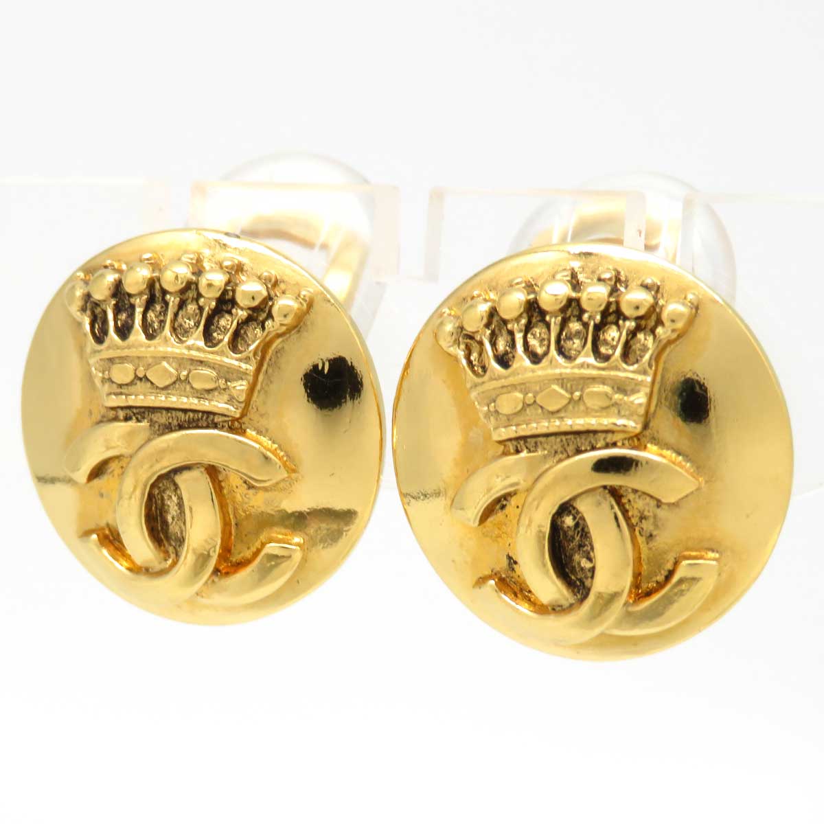 Chanel Vintage Crown Motif Earrings