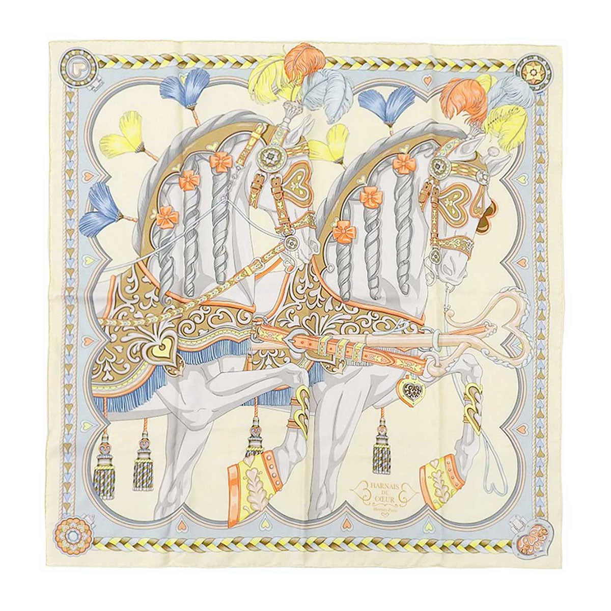 Hermes Silk Scarf Ivory Multicolor 46627