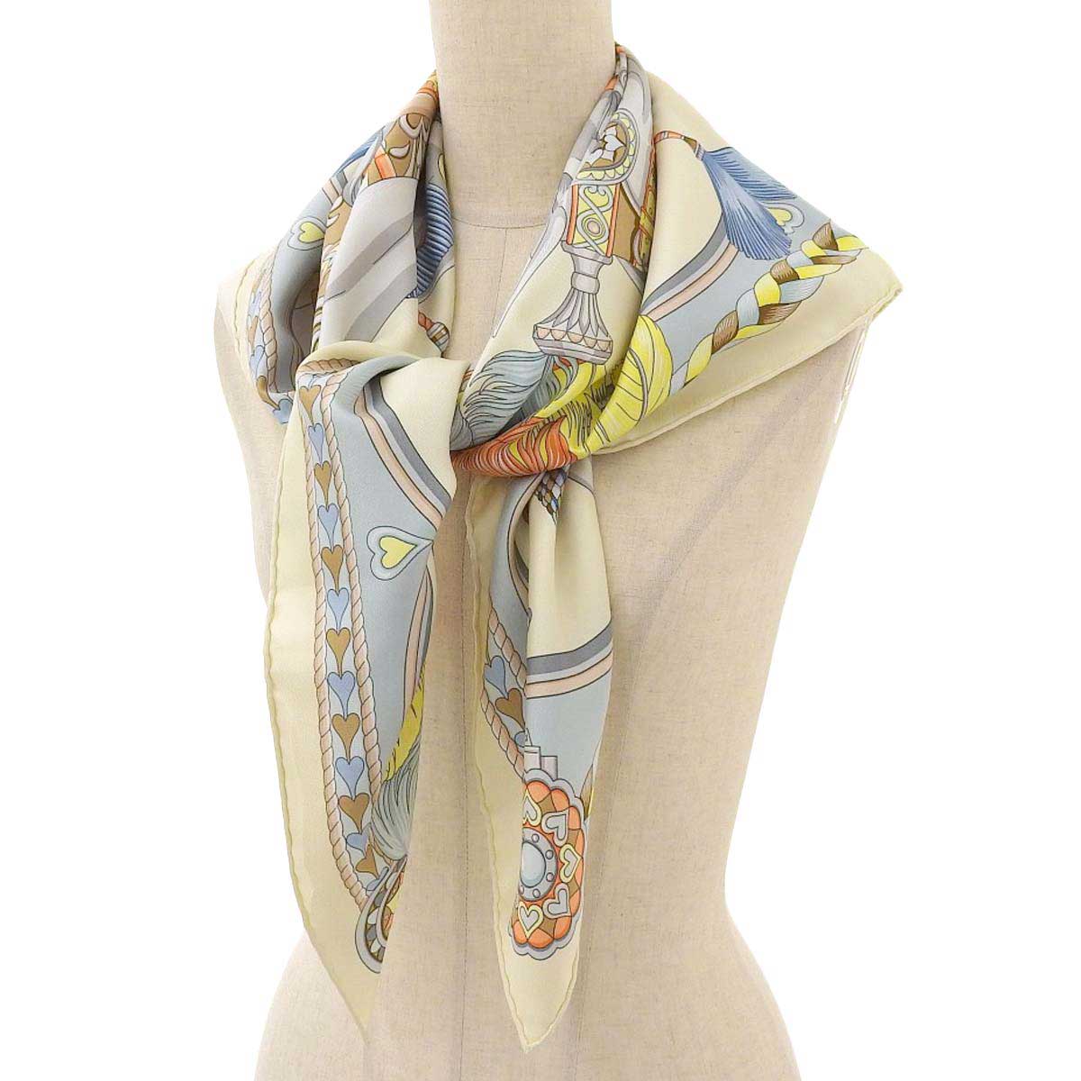 Hermes Silk Scarf Ivory Multicolor 46627