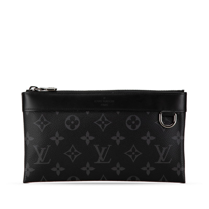 Louis Vuitton Monogram Eclipse Discovery Clutch Bag M62291 Black PVC Leather in Very Good Condition