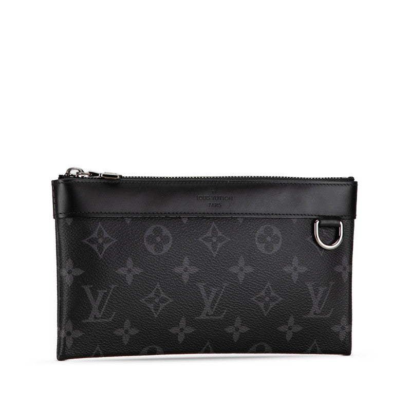 Louis Vuitton Monogram Eclipse Discovery Clutch Bag M62291 Black PVC Leather in Very Good Condition