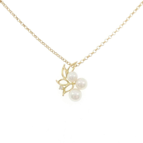 Au750 Yellow Gold Akoya Pearl Diamond Necklace