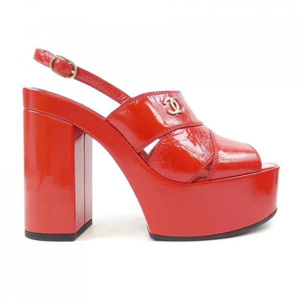 Chanel Crumpled Patent Lambskin Sandals